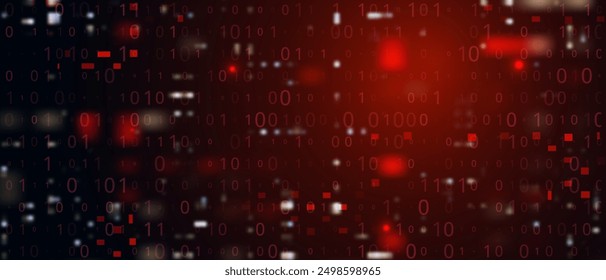 Digital Binary Code on Dark Red Background. Data Breach