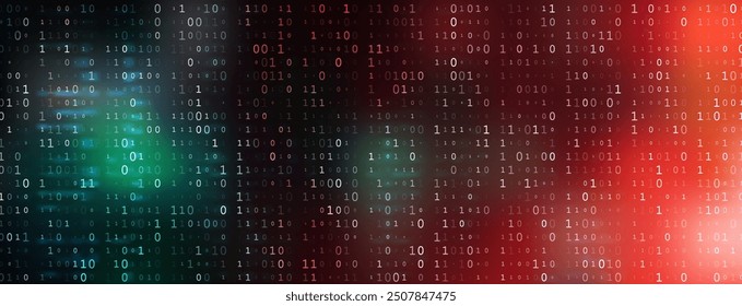 Digital Binary Code on Dark Red Background. Data Breach