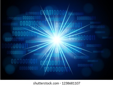 Digital binary code and star blue Background. Vector Illustration
