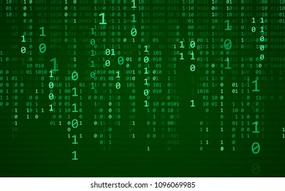 Digital binary data and streaming binary code background. Matrix background with digits 1.0. Vector illustration