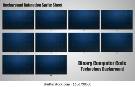 Digitale Binärdaten und Streaming-Binärcode Animated Hintergrund-Sprite-Blatt. Coding, Hacker, Digital Binärdaten und Secure Data Concept, Matrix-Hintergrund-Vektorillustration Illustration.