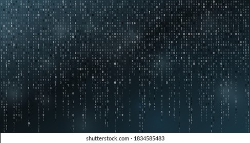 Digital binary data and streaming binary code background.  Matrix background with digits 1.0. 