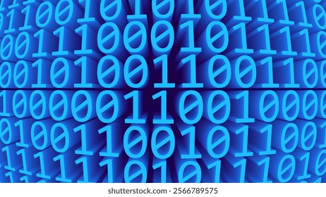 Digital Binary Numbers 0 and 1 Code Background. Abstract Futuristic Binary Code. Technology or Computer Science Hacking Programming Concept Backdrop. Vector Illustration.