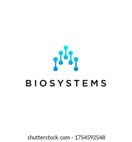 logotipo del sistema biológico digital, ilustración del vector de diseño de moléculas abstractas