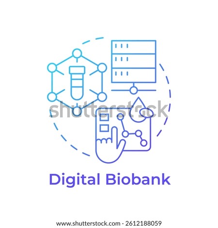 Digital biobanks blue gradient concept icon. Online platforms with bio information. Biorepository classification. Round shape line illustration. Abstract idea. Graphic design. Easy to use in article