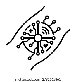 Digital biochip neural network interface illustration with bio electronic interface technology artificial intelligence connection