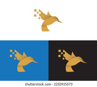 digital bird logo design eps