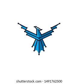 digital bird logo technology icon vector