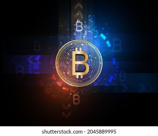 ilustración digital de fondo de oro abstracto digital bitcoin