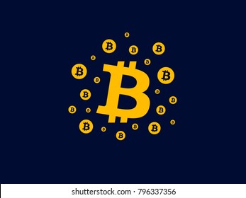 Digital bitcoin crypto currency on navy background