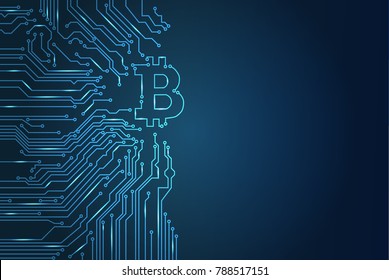 Digital Bitcoin Crypto Currency Vector Background. Bitcoin Vector Illustration Background