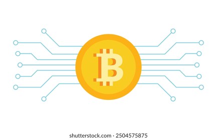 Digital bitcoin cryptocurrency technology background.