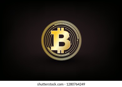 digital bitcoin currency  gold background. vector illustration