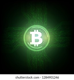 digital bitcoin currency  gold background. vector illustration