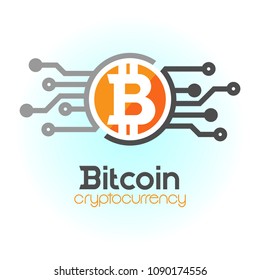 Digital bitcoin currency symbol. Electronic money concept. Cryptocurrency. Vector illustration
