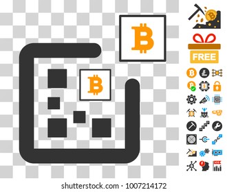 Digital Bitcoin icon with bonus bitcoin mining and blockchain design elements. Vector illustration style is flat iconic symbols. Designed for crypto currency software.