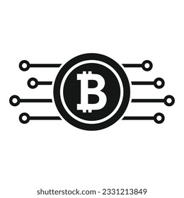 Digital bitcoin icon simple vector. Block chain. Currency crypto