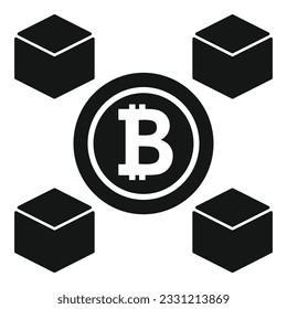 Digital bitcoin icon simple vector. Chain block. Financial cube