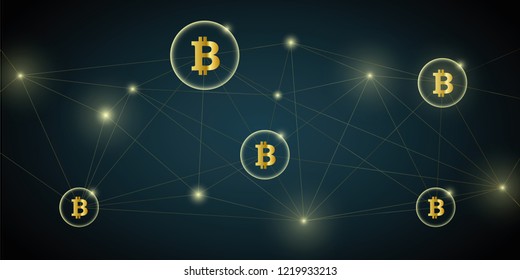 digital bitcoin network crypto currency vector illustration EPS10
