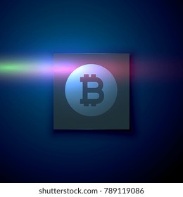 digital bitcoin symbol on dark blue technology background