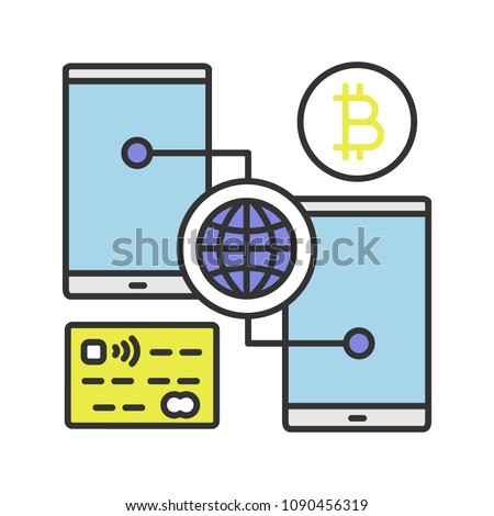 Digital Bitcoin Wallet Color Icon Online Stock Vector Royalty Free - 