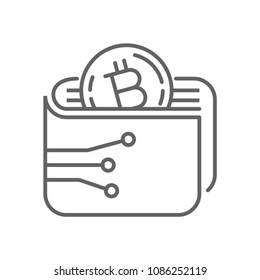 Digital Bitcoin Wallet Thin Line Symbol Icon Design