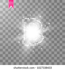 Digital bitcoins symbol with light effect on transparent backgraund. Vector