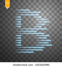 Digital bitcoins symbol with light effect and speed glow lines on transparent backgraund.