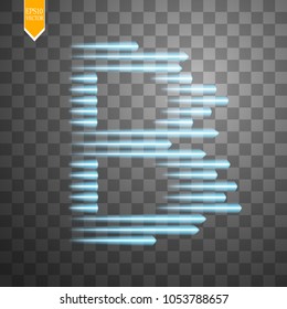 Digital bitcoins symbol with light effect and speed glow lines on transparent backgraund.