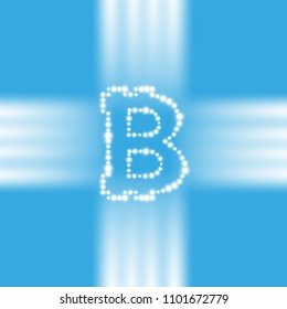 Digital bitcoins symbol with light effect on transparent backgraund.