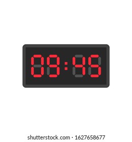 Digital black alarm clock displaying 9:45. Clipart image isolated on white background