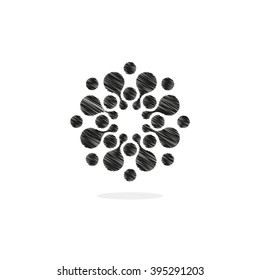 Digital black drawing logo. Vector isolated circle logo.