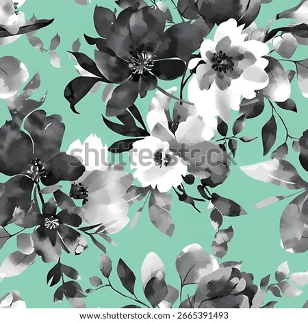 Digital black floral pattern illustration design