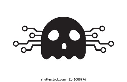 Digital Black Ghost Silhouette. Isolated Vector Illustration