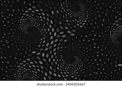 Los puntos digitales en blanco y negro ondean el fondo medio tono de la espiral texturada