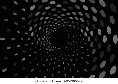 Los puntos digitales en blanco y negro ondean el fondo medio tono de la espiral texturada