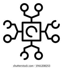 Icono de la cadena de bloqueo digital. Esquema Icono vector de la cadena de bloqueo digital para el diseño web aislado en fondo blanco