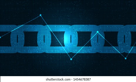 Digital blockchain with Microchip Line on Technology Background,Hi-tech and security Concept design,Free Space For text in put,Vector illustration.