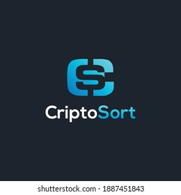 digital blockchain sign, CS abstract initials, Digital crypto currency creative icon, SC logo design verctor template idea for cloud investment business