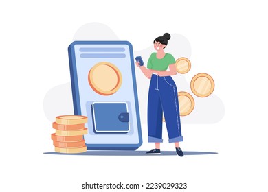 Digital Blockchain Wallet Illustration concept. A flat illustration isolated on white background