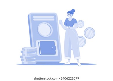 Digital Blockchain Wallet Illustration concept on white background