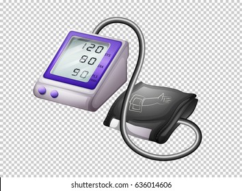 Digital Blood Pressure Monitor On Transparent Background Illustration