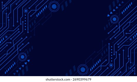 Fondo del Tablero Digital Blue Circuit que representa la innovación de la IA y la red de datos