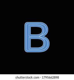 Digital Blue Colored B Alphabet With White Lines.unique And Decent Design of B Alphabet.Blue Colored Alphabetic Collection With White Lines