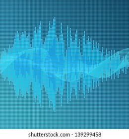Digital blue equalizer background. Vector illustration.