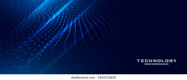 diseño de banners de tecnología de partículas azules brillantes digitales