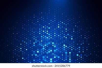 Digital Blue Hexagons Background. Abstract Virtual Cyber Space Data Flow. Cyber Security Concept Background. Abstract Fintech Global Network. Vector Illustration.
