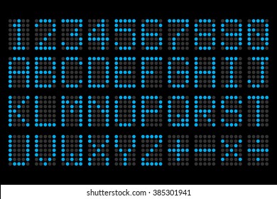 Digital Blue Letters And Numbers Display Board For Airport Schedules, Train Timetables, Scoreboard Etc.