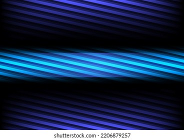 Digital Blue Light Over Dark Background.3d Illustration. Light And Stripes Move Over Dark Background.