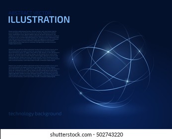 Digital blue lines. Color technology sphere illustration. Modern glowing shape design with glow point. 3d connection.